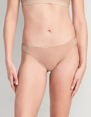 High-Waisted Logo Graphic Bikini Underwear for Women beige