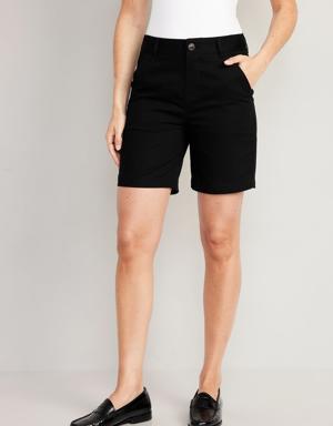 High-Waisted Uniform Bermuda Shorts -- 7-inch inseam black