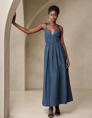 Rosalia Cotton-Silk Maxi Dress blue