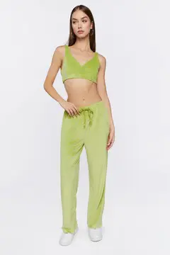 Forever 21 Forever 21 Crop Top &amp; Drawstring Pants Set Lime. 2