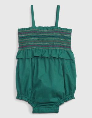 Baby Smocked Shorty One-Piece green