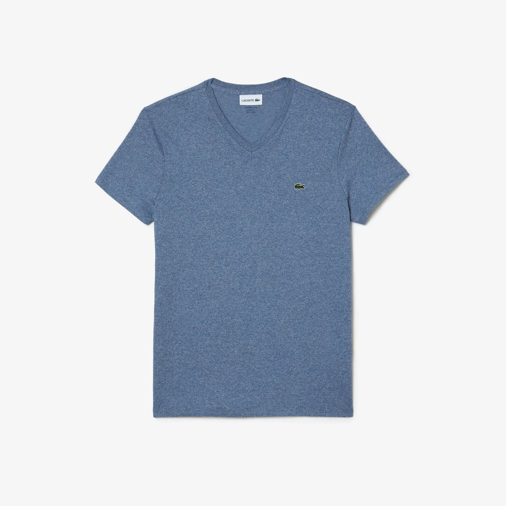 Lacoste T-shirt decote em V em jersey de algodão pima unicolor. 2