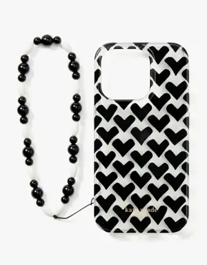 Modernist Hearts iPhone 14 Pro Wristlet Case