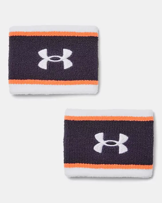 Under Armour Unisex UA Striped Performance Terry 2-Pack Wristbands. 1