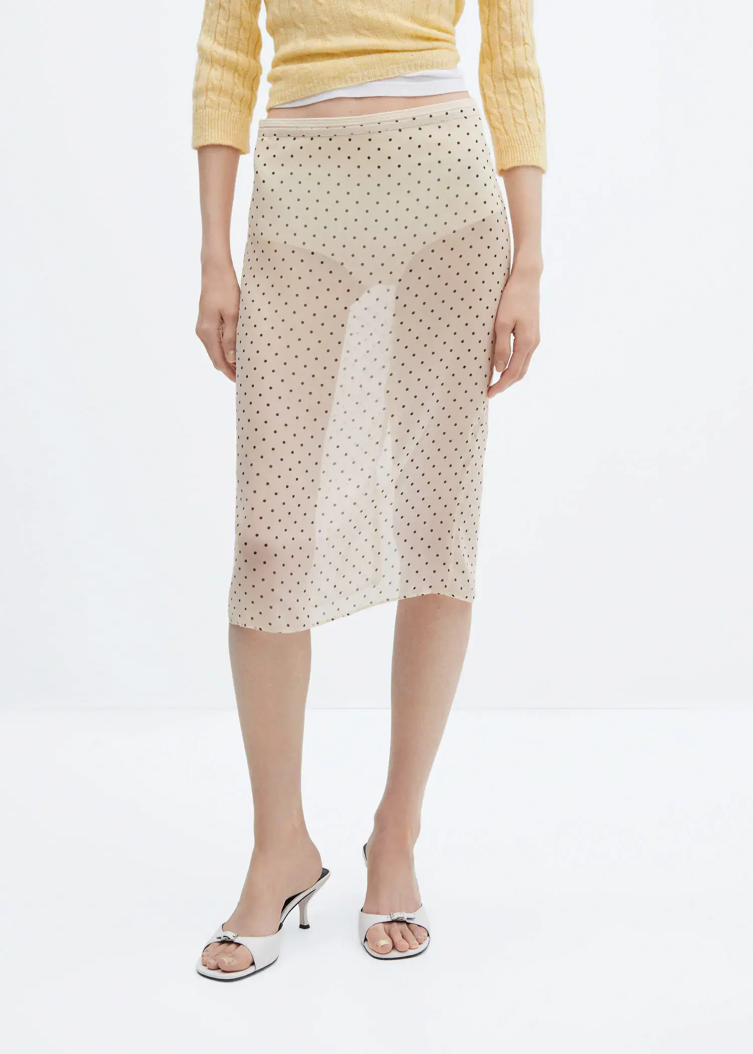 Mango Semi-transparent polka-dot skirt. 2