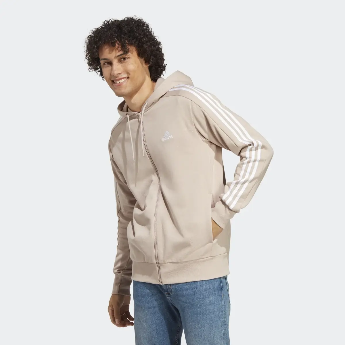 Adidas Felpa con cappuccio Essentials French Terry 3-Stripes Full-Zip. 2