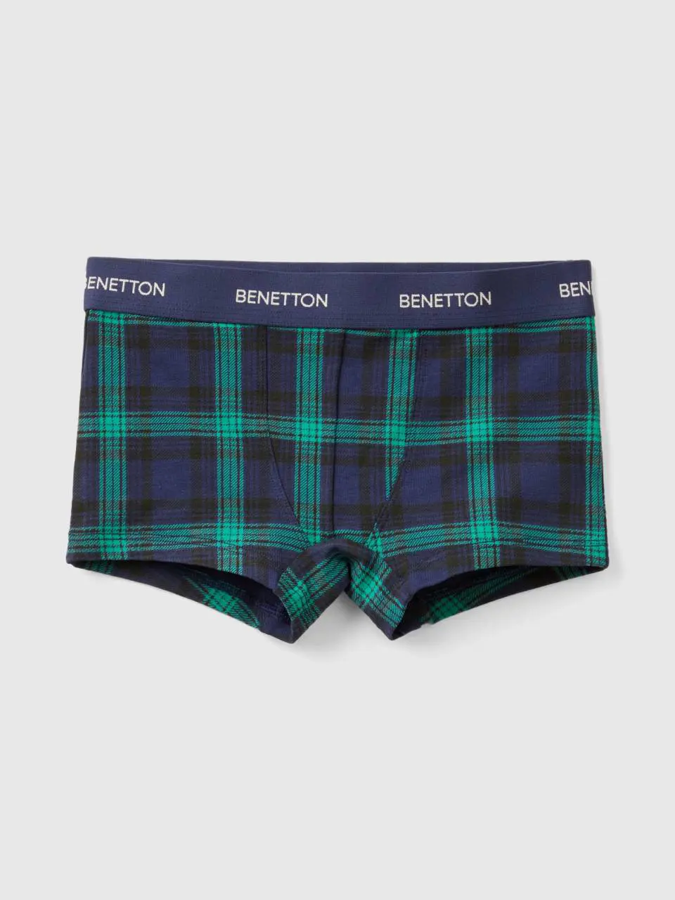 Benetton blue and green tartan boxer shorts. 1