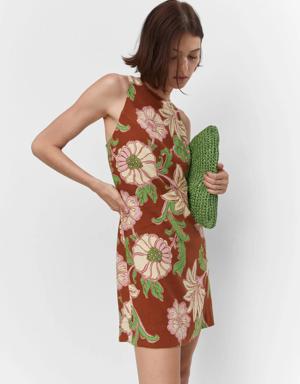 Mango Linen dress with back opening