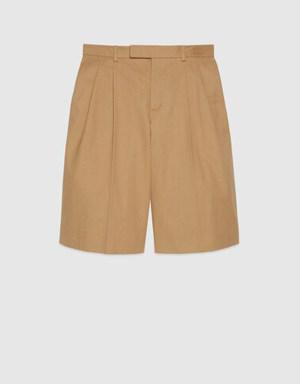 Cotton canvas shorts with embroidery