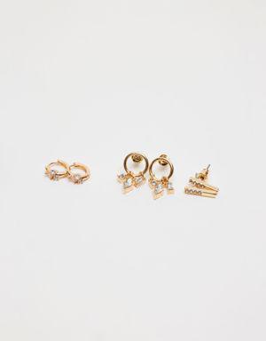 3-Pack Gem Clusters & Huggies Earrings