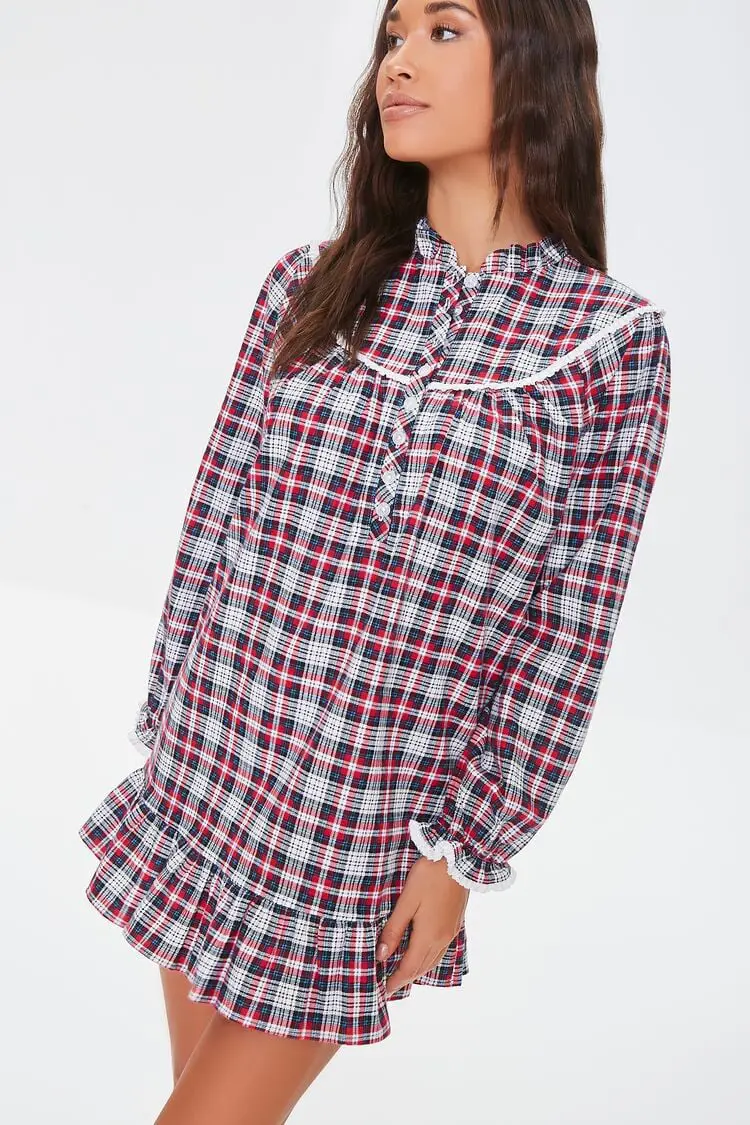 Forever 21 Forever 21 Plaid Flannel Nightgown Red/White. 1