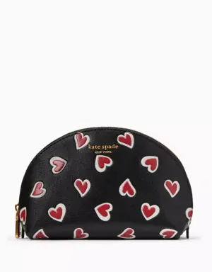 Morgan Stencil Hearts Small Dome Cosmetic Case