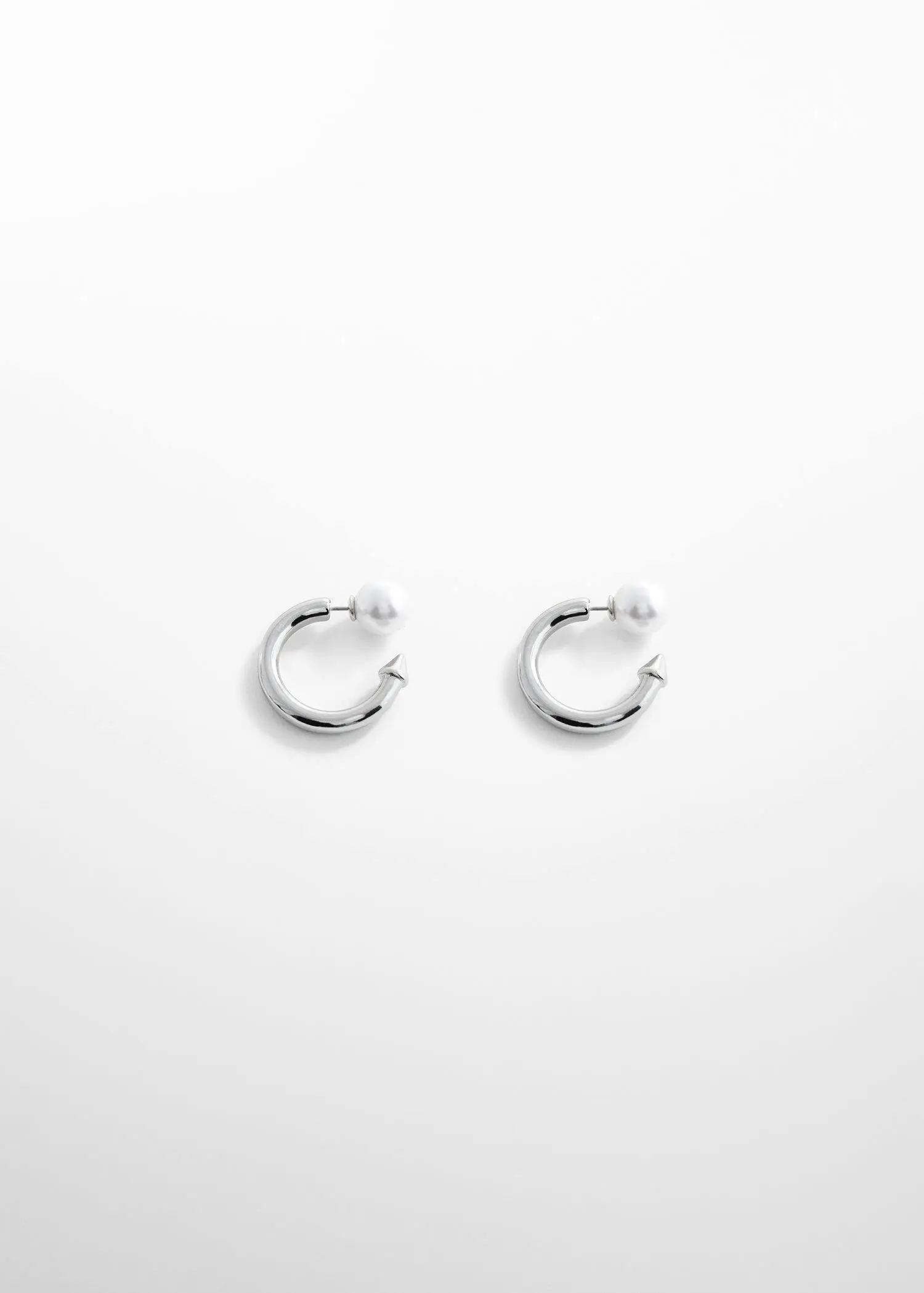 Mango Pearl-detail hoop earrings. 2