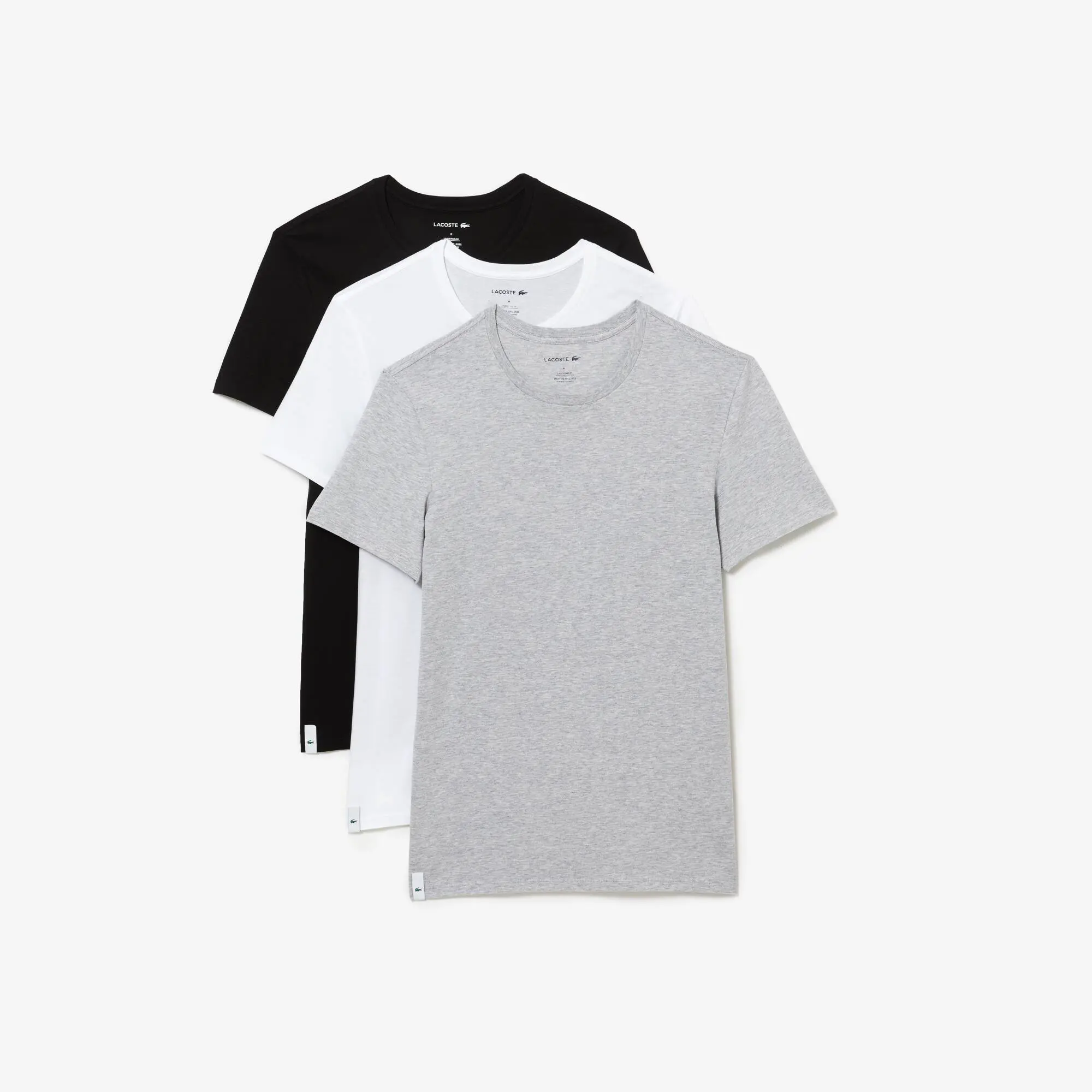 Lacoste Pack de 3 camisetas de hombre en algodón con cuello redondo. 2