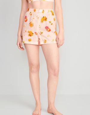 Old Navy Matching High-Waisted Printed Pajama Boxer Shorts for Women - 3.5-inch inseam pink