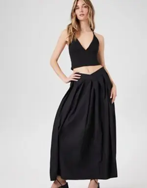 Forever 21 Pleated Poplin Maxi Skirt Black