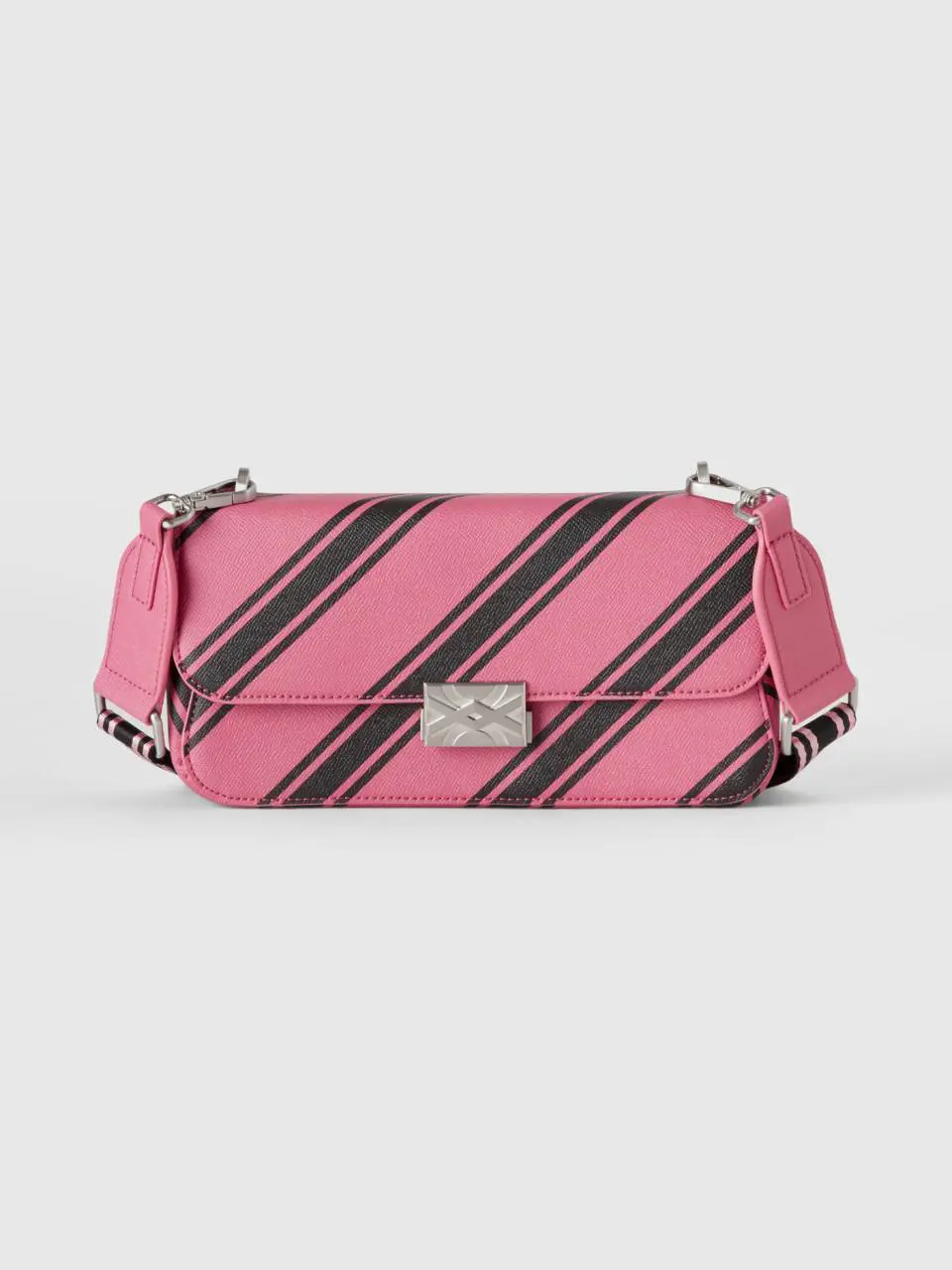 Benetton pink handbag with regimental stripes. 1