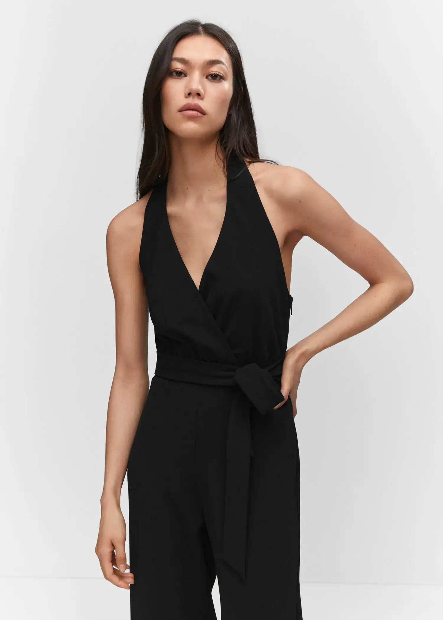 Mango Halter jumpsuit with bow detail. 2