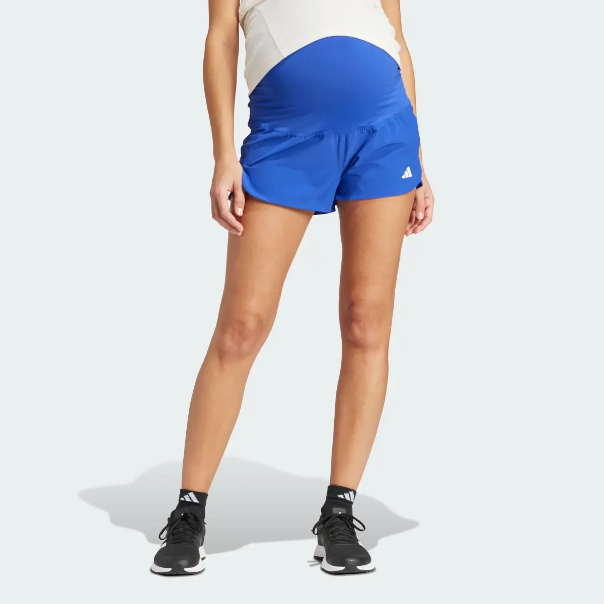 Adidas Pacer Woven Stretch Training Maternity Shorts. 1