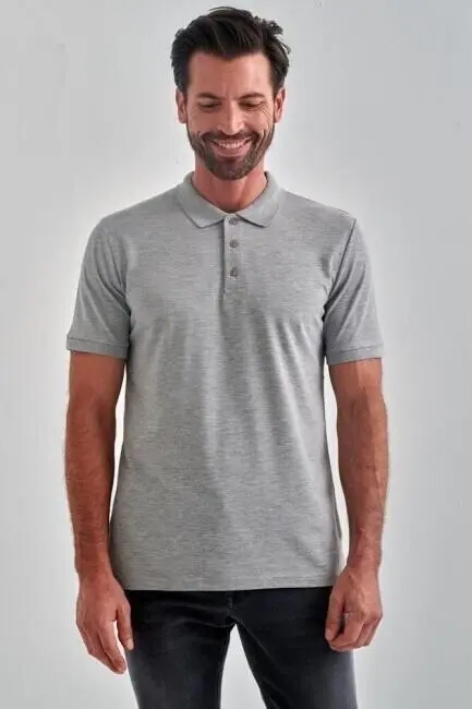 Bisse Erkek Polo Yaka Basic T-Shirt GRİ. 1