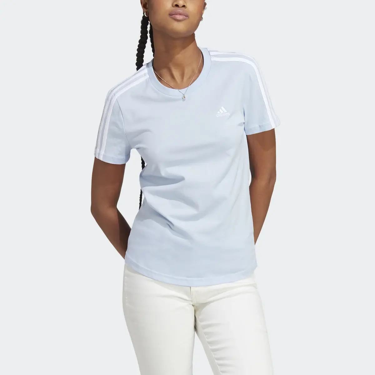 Adidas Essentials Slim 3-Stripes T-Shirt. 1