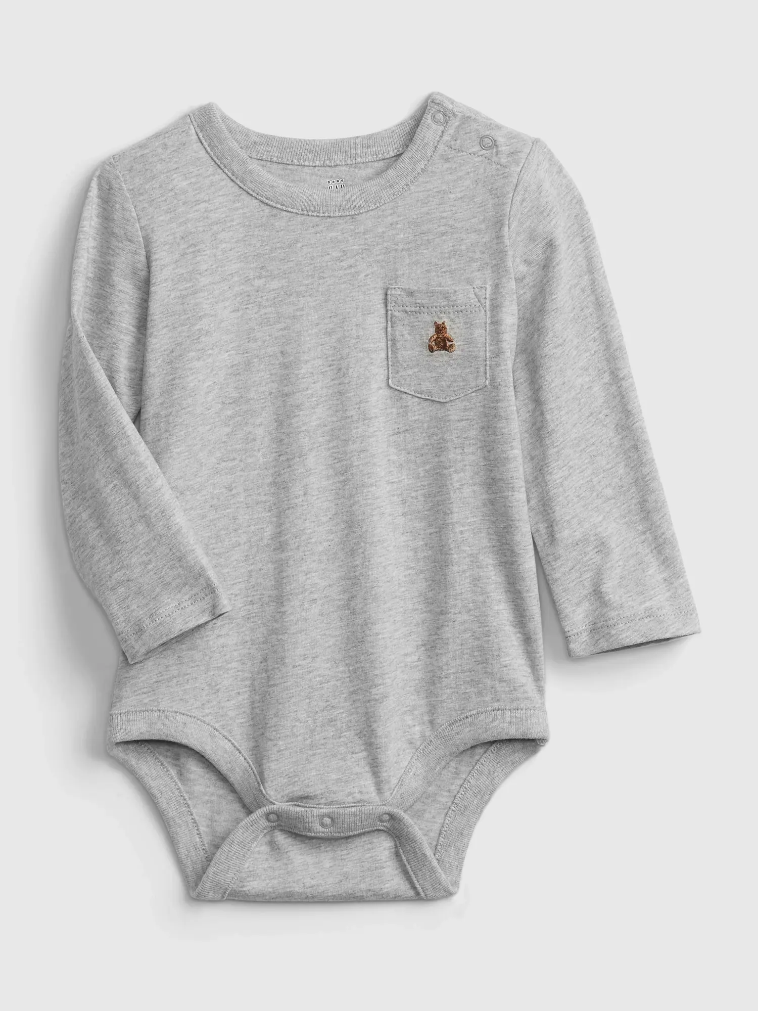 Gap Baby Organic Cotton Mix and Match Pocket Bodysuit gray. 1