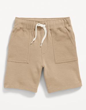 French-Terry Drawstring Utility Shorts for Toddler Boys brown