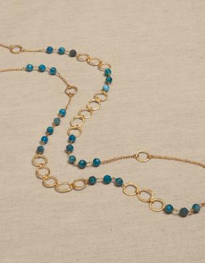 Blue Apatite & Chain Long Necklace &#124 Aureus + Argent blue