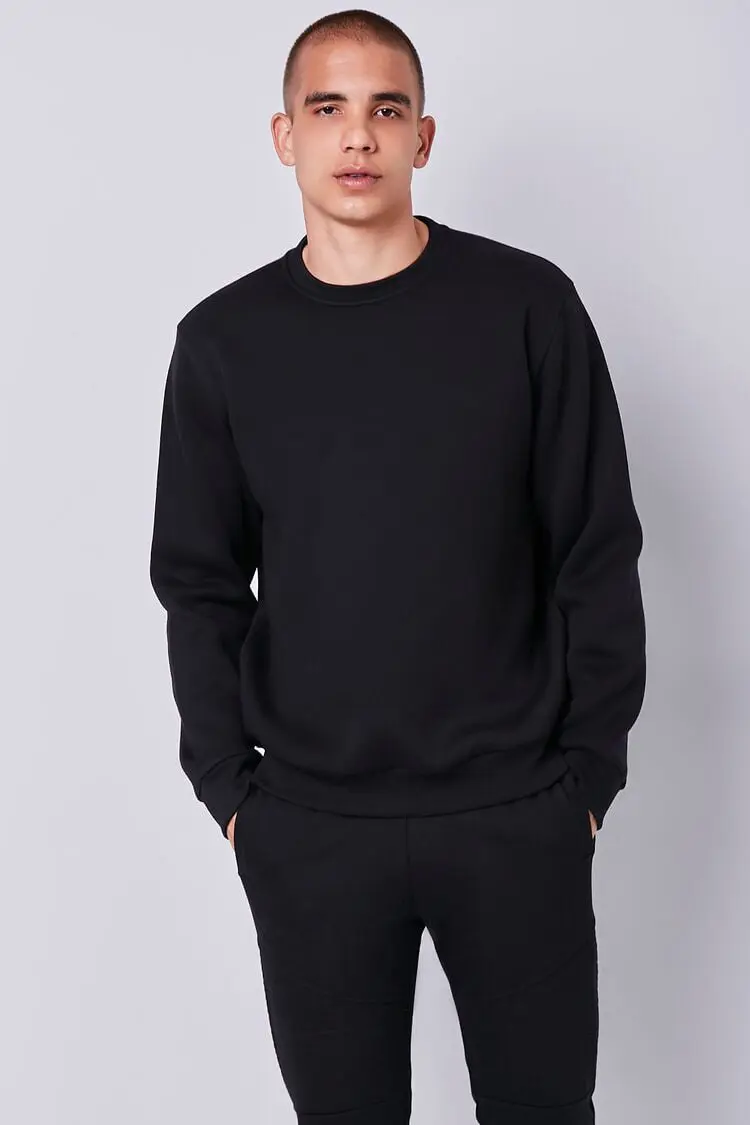 Forever 21 Forever 21 Fleece Crew Neck Sweatshirt Black. 1