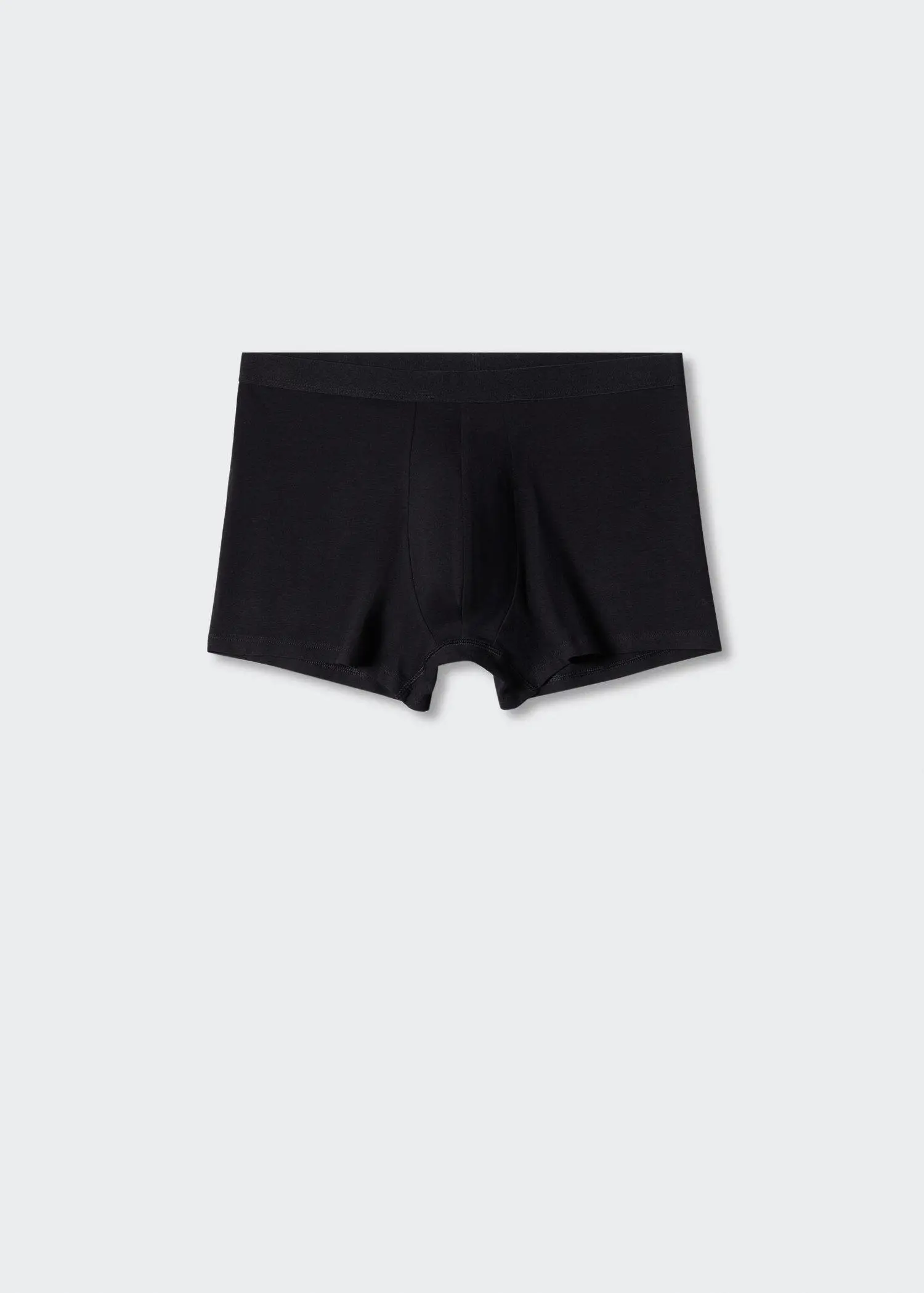 Mango 3-pack cotton boxers. a pair of black shorts on a white background. 
