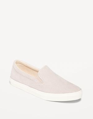 Perforated Faux-Suede Slip-On Sneakers for Women beige