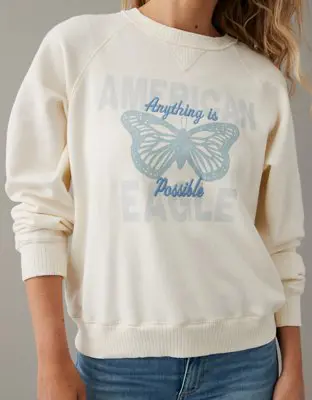 American Eagle Funday Graphic Raglan-Sleeve Sweatshirt. 1