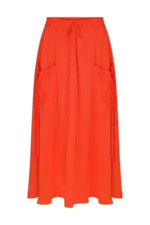 Roman Sporty Vibe Orange Midi Skirt. 1