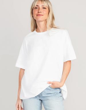 Oversized Vintage Slub-Knit Tunic T-Shirt for Women white