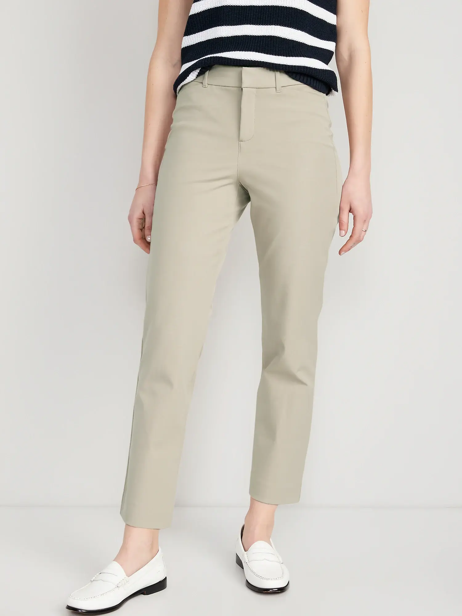 Old Navy High-Waisted Pixie Straight Ankle Pants beige. 1