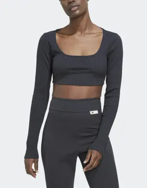 Studio Lounge Ribbed Cropped Long-Sleeve Top