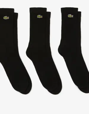 Três partes de meias de corte alto Lacoste SPORT para homem
