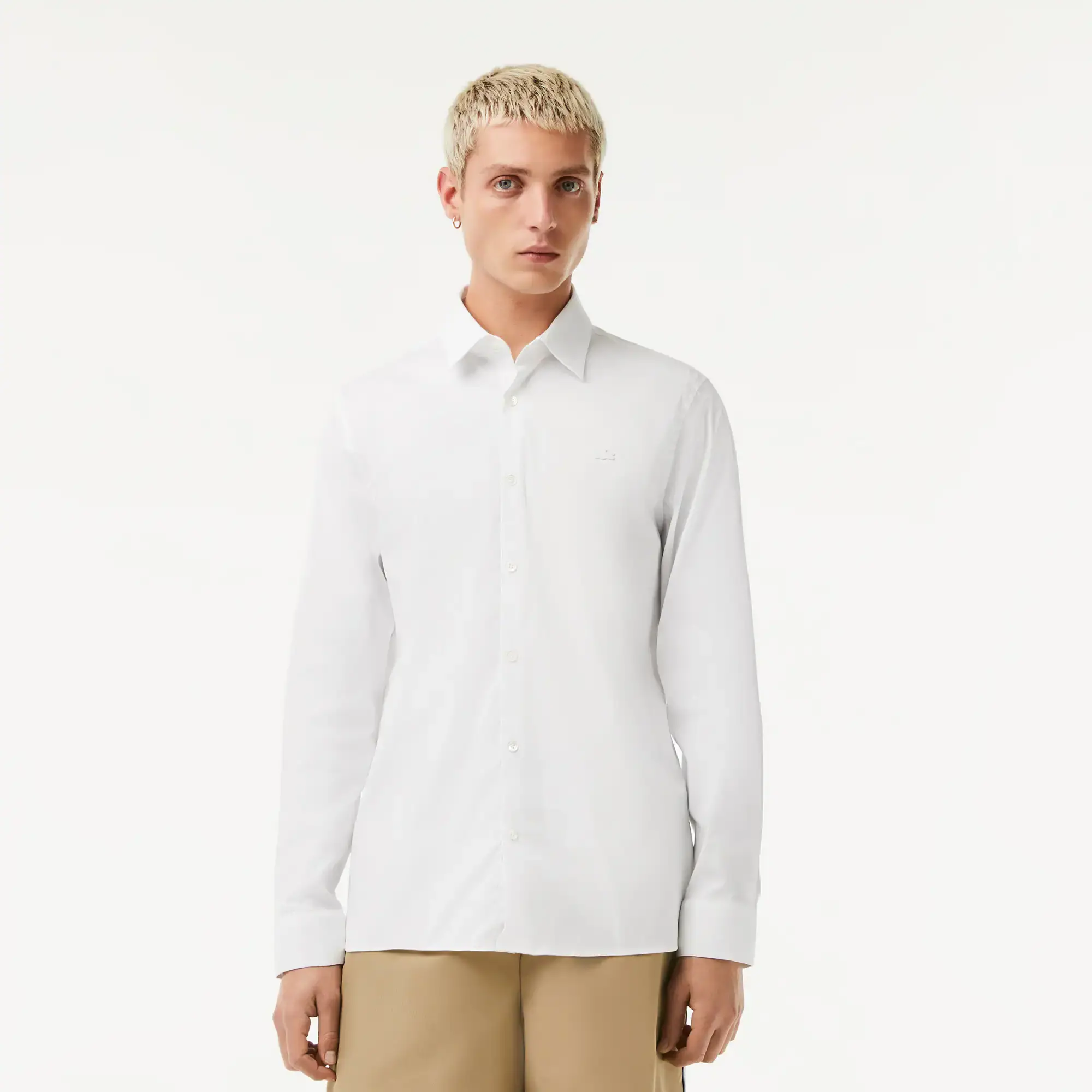 Lacoste Men's Slim Fit French Collar Cotton Poplin Shirt. 1 Lacoste Men's Slim Fit French Collar Cotton Poplin Shirt. 1