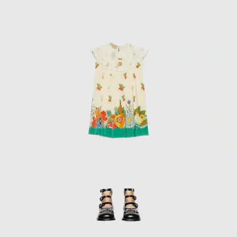 Gucci Children's GG floral and fruit silk dress. 3