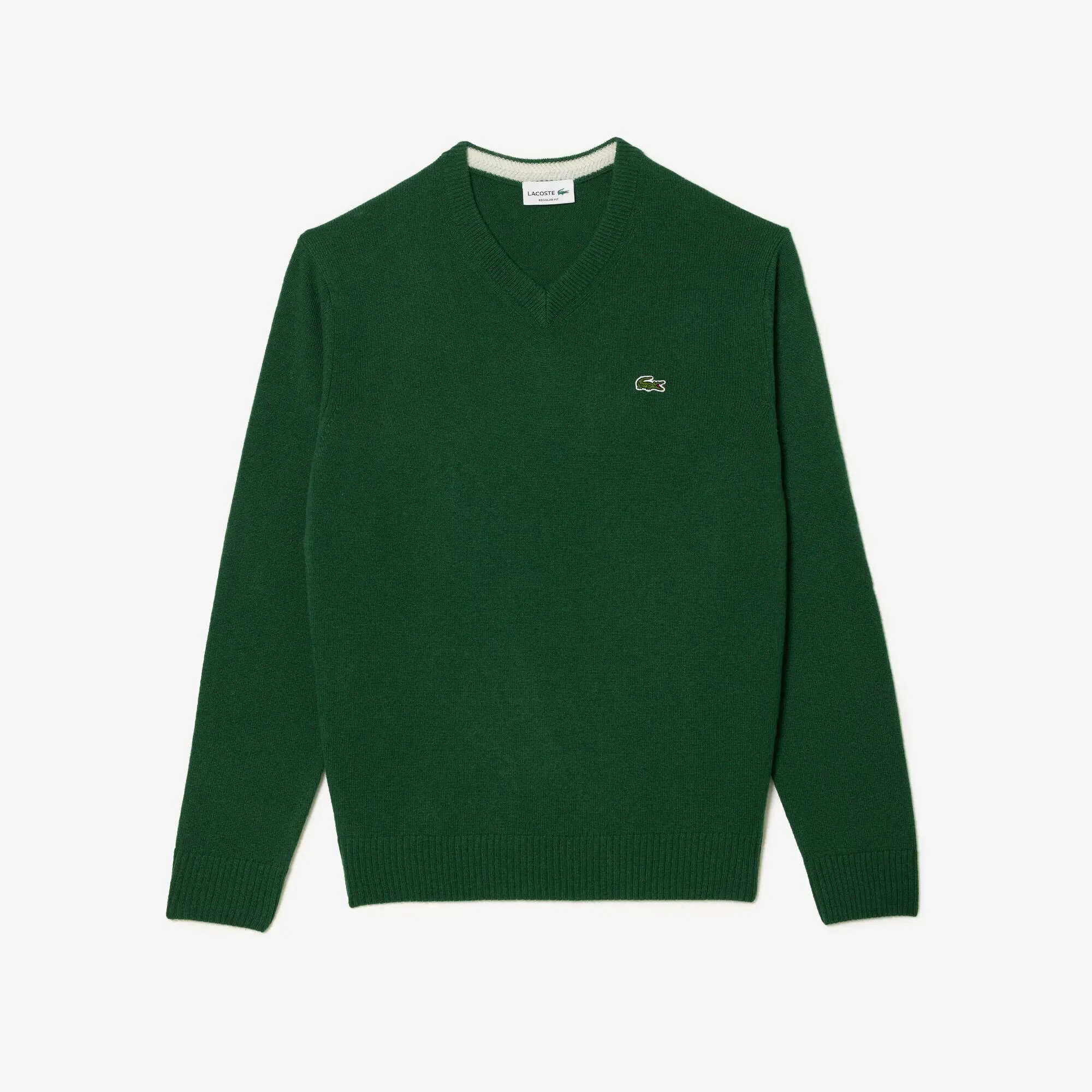 Lacoste Pull à col V en laine unie. 2
