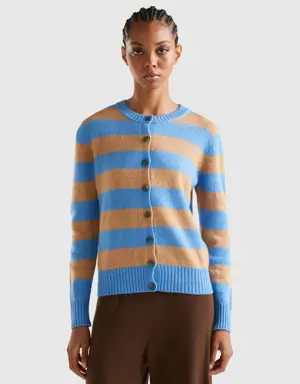 striped cardigan in pure shetland wool