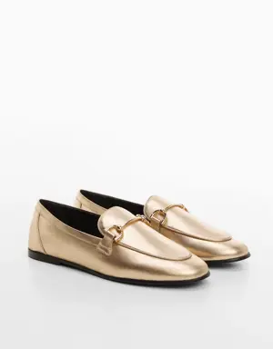 Leather moccasins with metallic detail