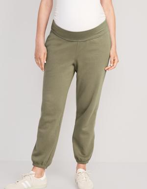 Old Navy Maternity Rollover-Waist Jogger Sweatpants green