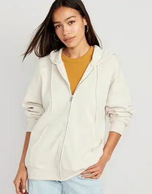 Oversized Full-Zip Hoodie for Women beige