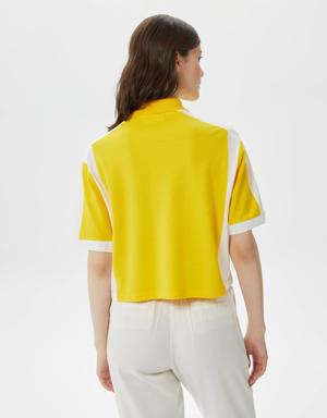 Kadın Loose Fit Renk Bloklu Sarı Polo