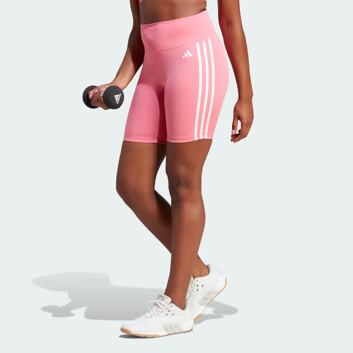 Adidas Training Essentials 3-Stripes High-Waisted Short Leggings. 1