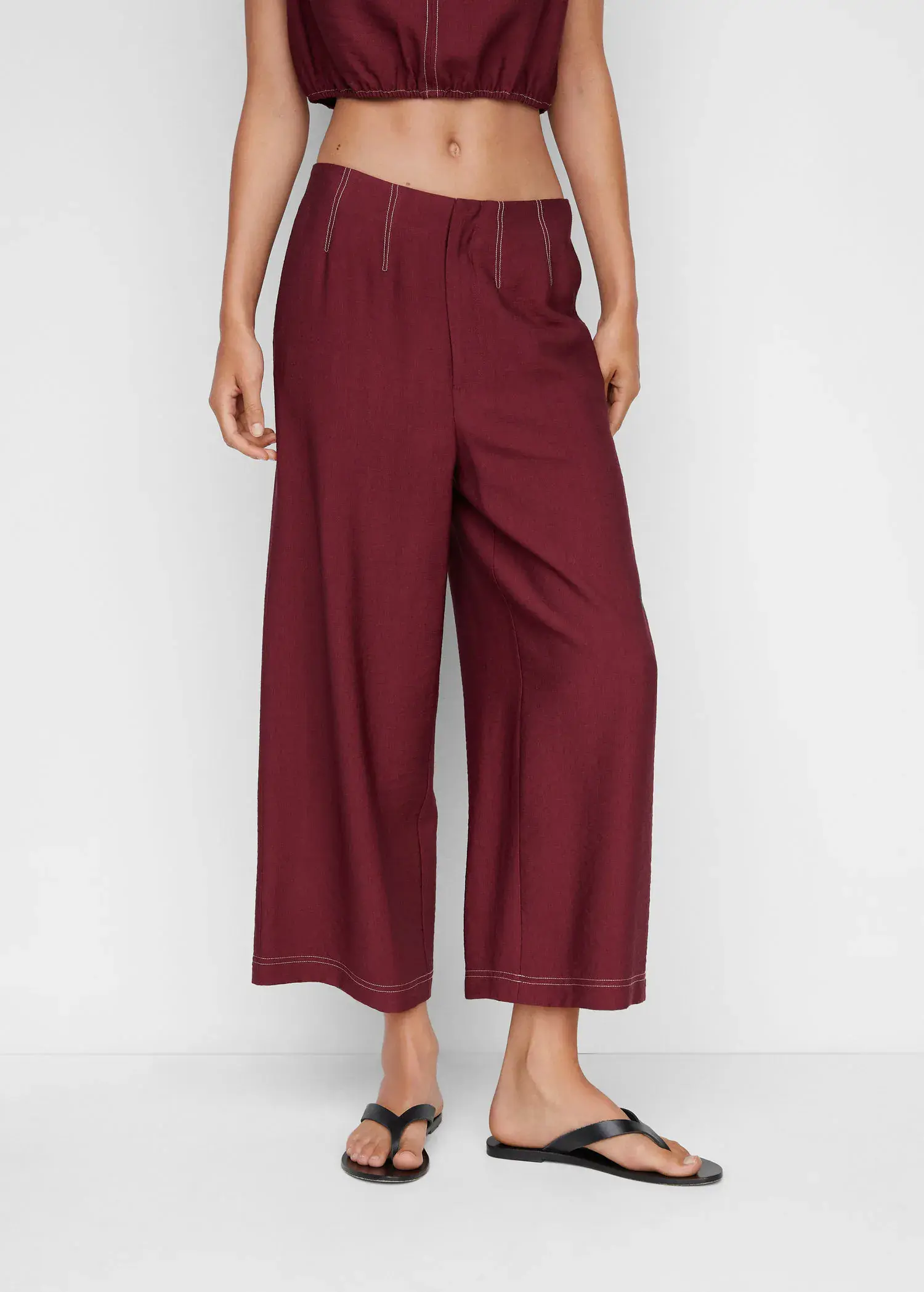 Mango Seam-detail culotte trousers. 2