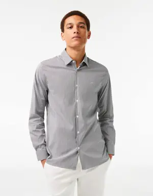 Lacoste Camisa de hombre Lacoste slim fit en popelín elástico de rayas