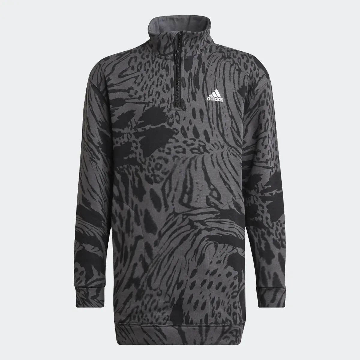 Adidas Future Icons Hybrid Animal Print Cotton Loose Half-Zip Dress. 1