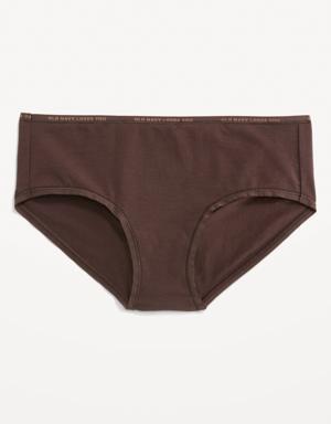 Mid-Rise Logo Graphic Hipster Underwear for Women brown